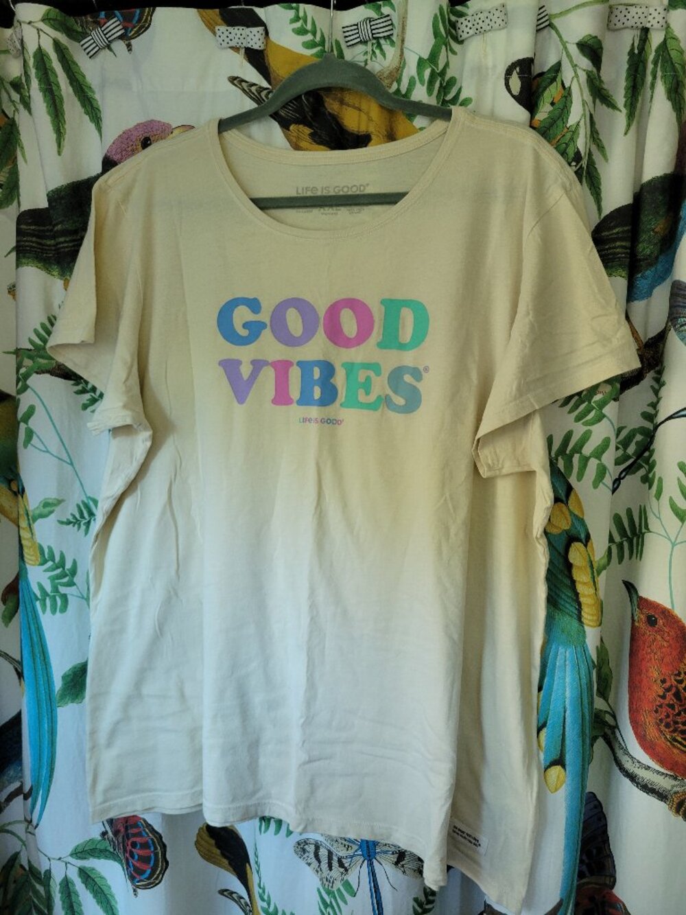 Life is Good "Good Vibes" Women's XXL Crusher Lite Tee Putty White
